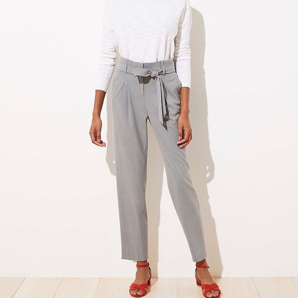 NWT LOFT Tie Waist Slim Pants, Navy - Picture 6 of 16